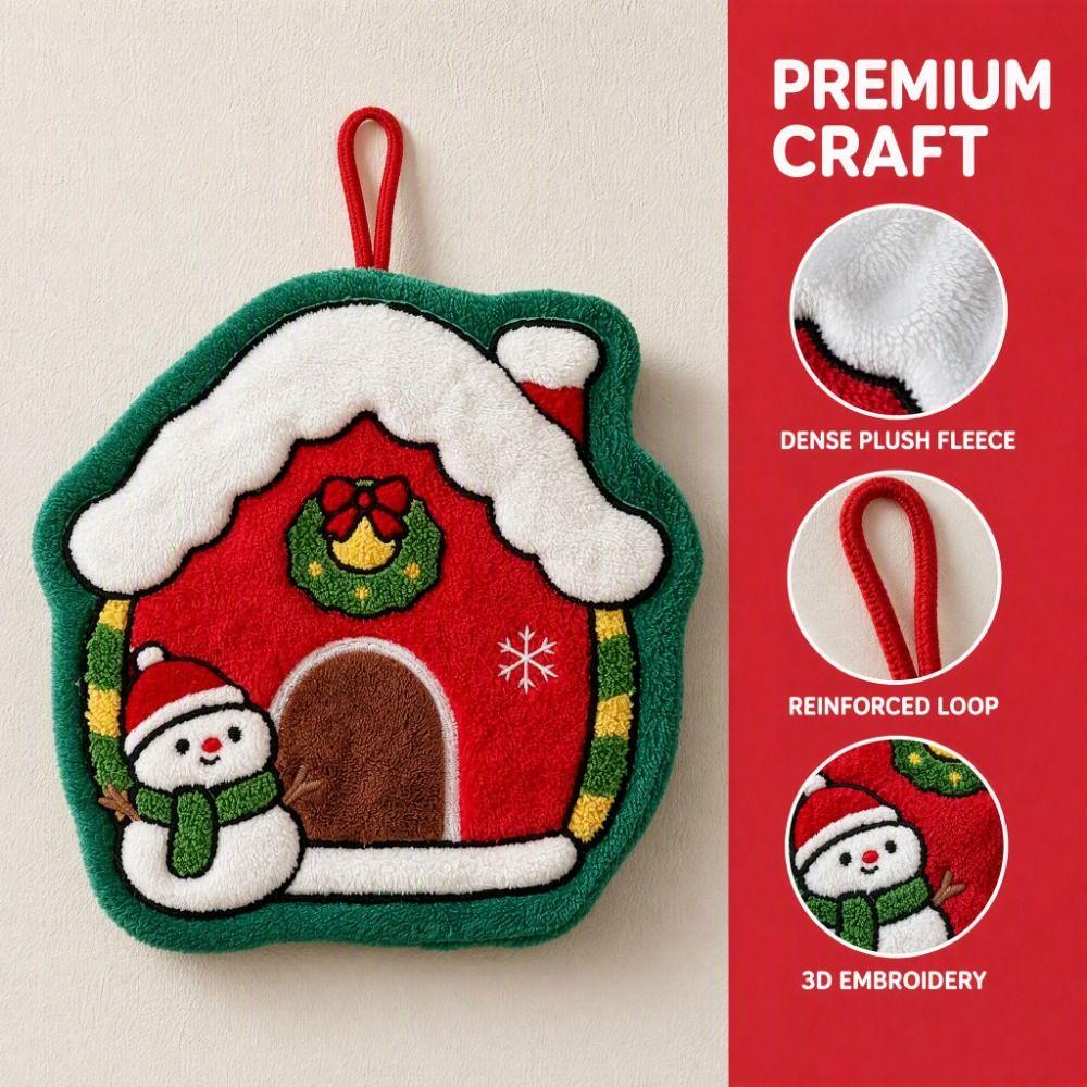 Quick-drying Christmas Tree Hand Towel Absorbent Santa Claus Handkerchief Xmas Decor