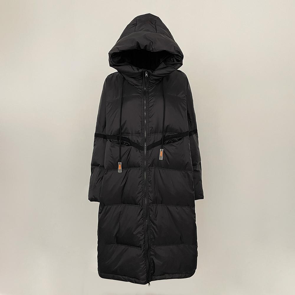 OFTBUY 2024 Winter Weiße Entendaunenmäntel Klassische Dicke X-Lange Warme Jacke Elegante Große Lose Daunenjacke Mit Kapuze