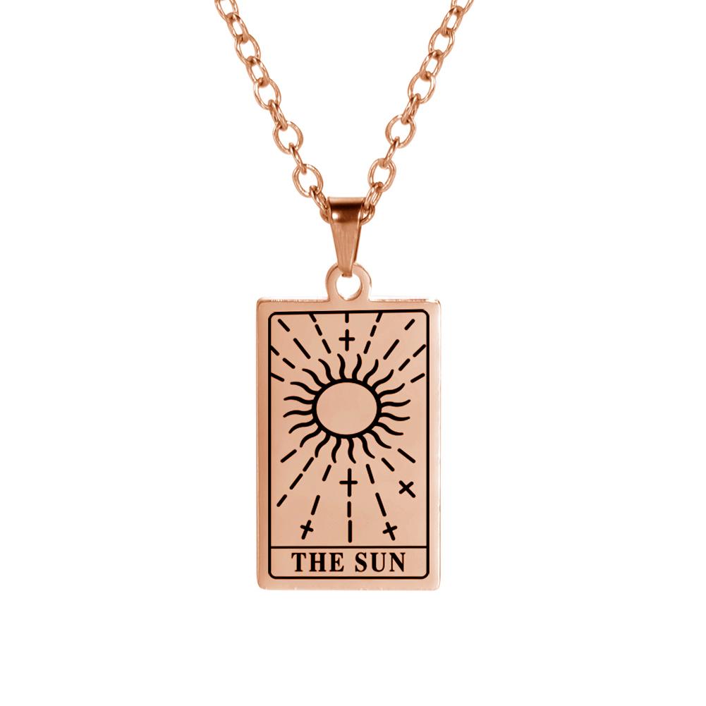 Cazador Tarot Cards Necklace The Star World Fortune SUN Moon Tarot Neck Chain Stainless Steel Vintage Punk Jewelry for Women Men