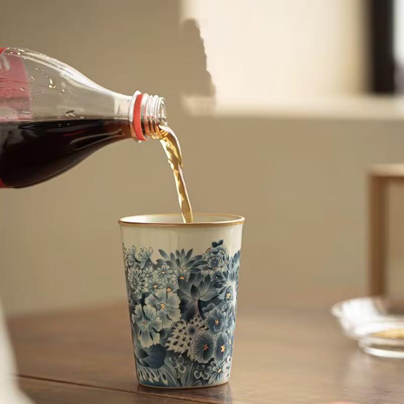 Ru Kiln Wanhua Coke Cup Can Be Raised With Opening Pieces, Ceramic Master Cup, Personal Cup, Teacup, Retro Household Kung Fu Tea Set