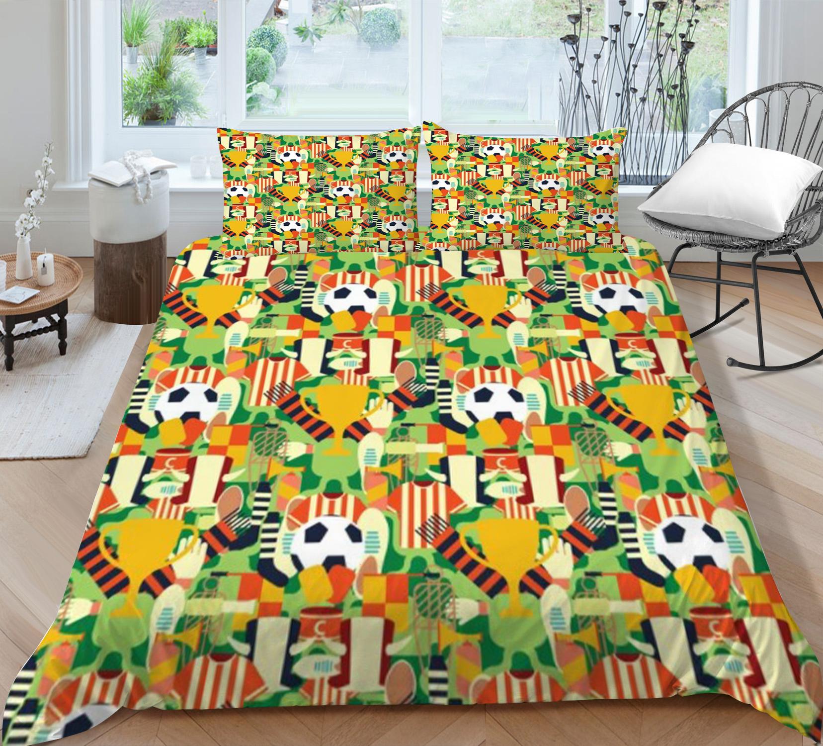 

Постельное белье с 3D футбольным принтом, мягкое постельное белье, пододеяльник для дома, спальни, комплект постельного белья, удобные мягкие покрывала Single 135x200cm