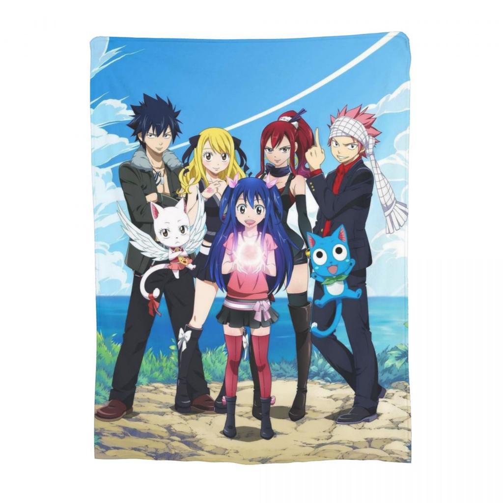 Fairy Tail Blanket Soft Warm Flannel Throw Blanket Cover for Bed Living Room Picnic Travel Home Couch