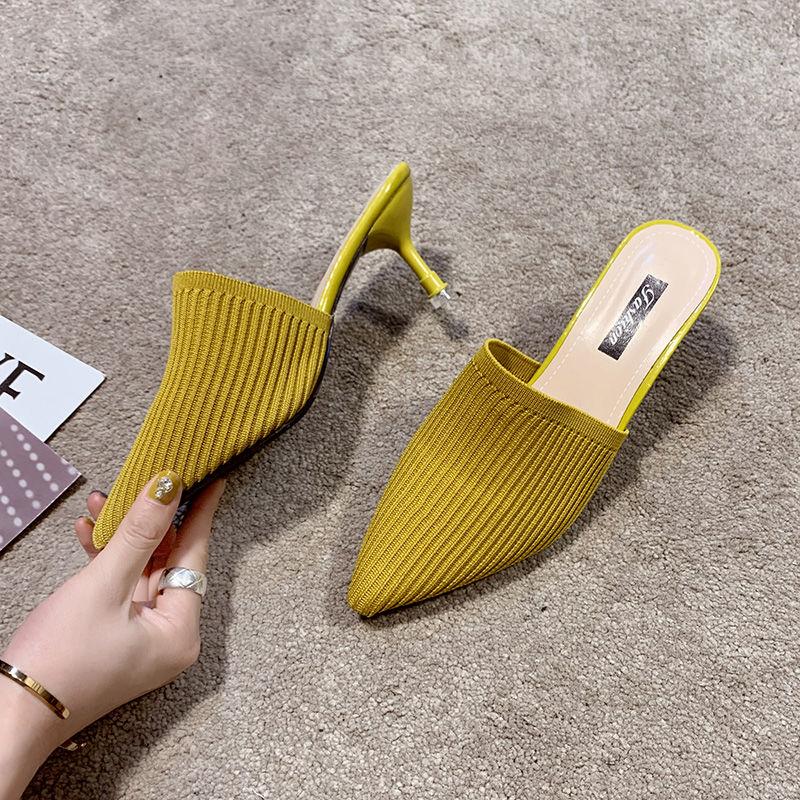 Fashion Shoes for Women Pointed Toe Heeled Hollow Woman Mules Slippers New Style Summer Footwear Low Price High Quality Shoe Pvc Sandals