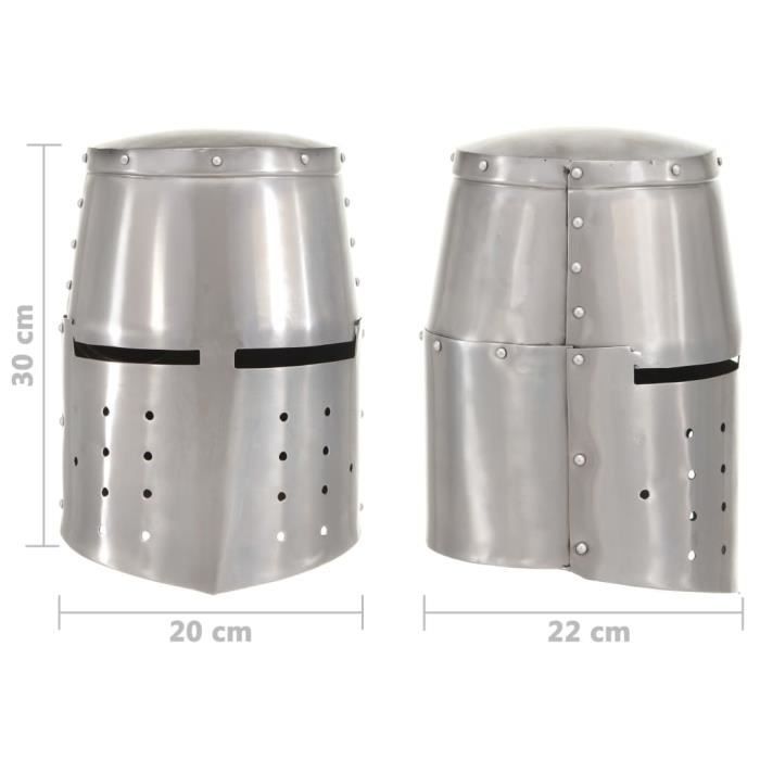 VidaXL Casque de chevalier médiéval antique pour GN Argenté Acier