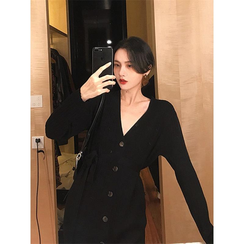 Autumn and winter new temperament socialite Muse fan with long dress high sense long sleeve knitted dress children