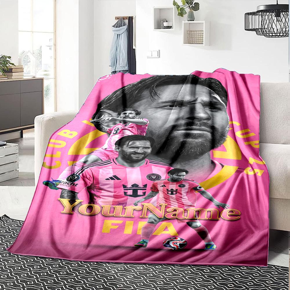 Messi Customize Your Name Blanket Cozy Personalized Blanket Durable Comfort Great for Office Chair Bedding Living Room All-Season Use