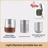 Titanium Alloy Portable Travel TeaSet Camping Kit with Double Wall Teacup Heat Resistant Pot Outdoor Hiking BrewingEquipmentGift