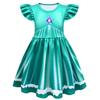 83046 Kids Girls Princess Rosalina Print Ruffle Sleeves A Line Dress