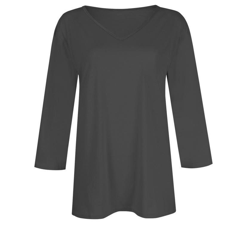 Women's Daily Versatile Casual V-Neck Solid Color Seven-Sleeve T-Shirt Top