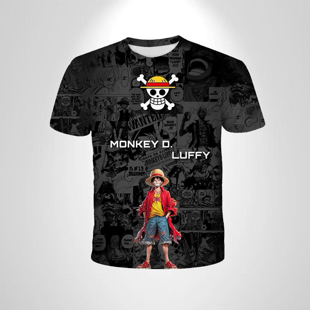 Anime One Piece Boy T-shirt Cosplay Luffy Men Cartoon Short-sleeved Cool Top Boy Loose Mens Clothing Casual T-shirt