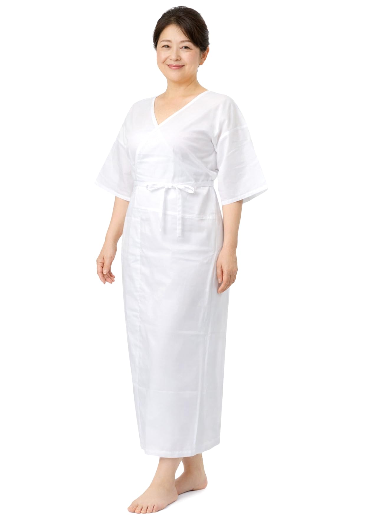 

Plus Size Japanese Undergarments, with Bar Tack Fastening, No Lace, Sizes 3L, 4L, 5L, with Collar-Retracting Compartment, White, One-Piece