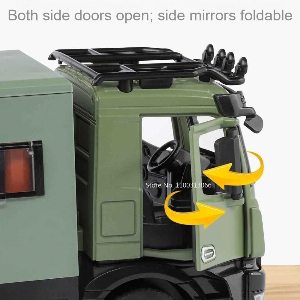 1:18 Off-road Motorhome Car Alloy Diecast Model Toy Doors Opened Rubber Tire Folding Rearview Mirror Vehice Cool Gift for Friend