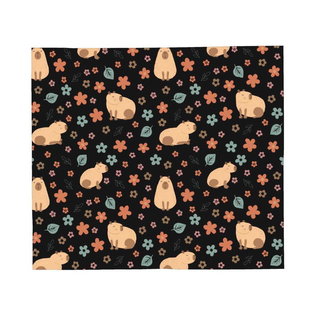 Capybara Cartoon Blanket Fleece Print Multi-function Lightweight Throw Blankets for Sofa Couch Quilt