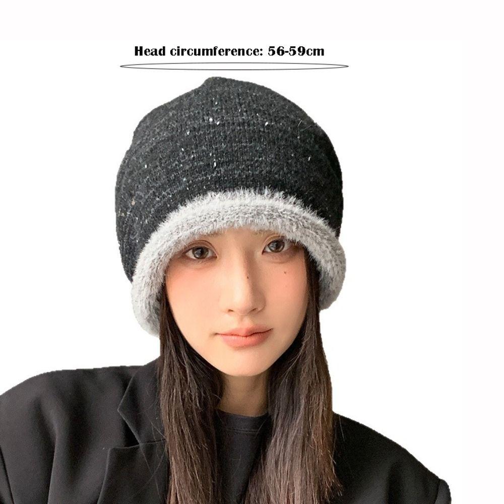 Vielseitige Strickmütze Koreanischer Stil Übergröße Mütze Lässige Warme Mütze Herbst Winter