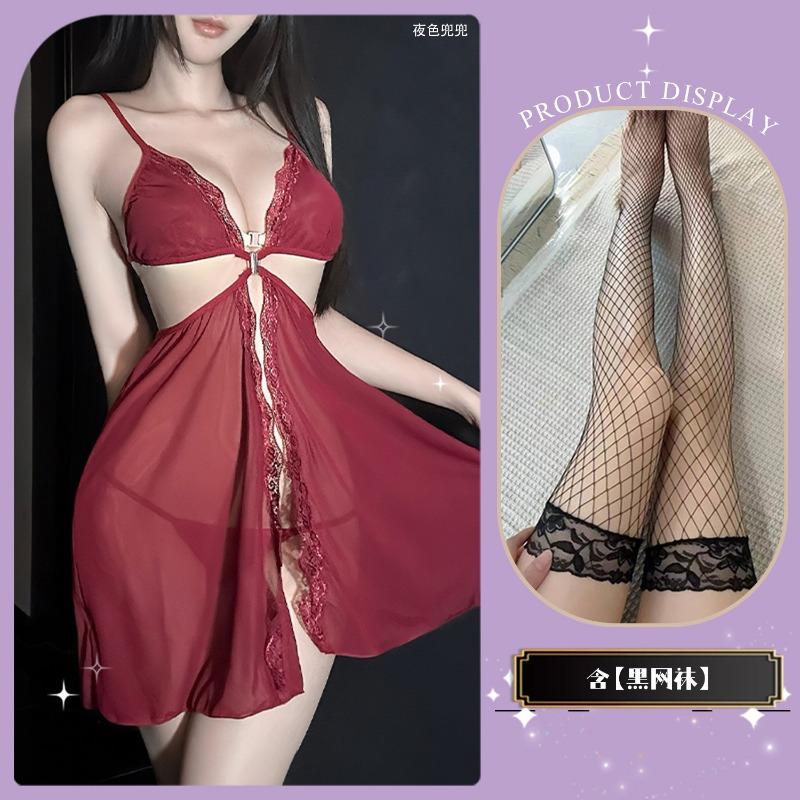 Sex Lace Purple Pajamas Female Looming Perspective Sexy Pajamas Pure Lust Wind Temptation Advanced Sleep