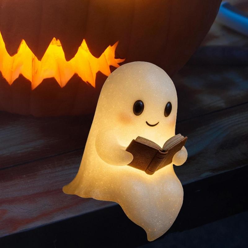 Miniature Ghosty Bookend Resin Decoration Halloween Themed Study Home Decoration Gift for Readers Library
