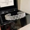 silver  exquisite starry brushed bangles elegant lace mesh hollow out full diamond bracelet for women wedding  gift