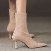 Semsket spiss tå Dame Chelsea Boots Ankelhøye hæler Designersko Vinter Ny motetrend 2024 Gå Goth Mujer Zapatos