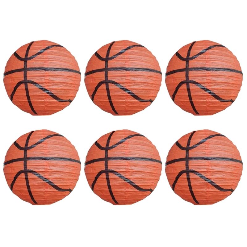 Lot de 6 Lanternes en Papier Sport Football Décoration Suspendue Japonaise pour Anniversaires sur le Thème du Football Centres de Table