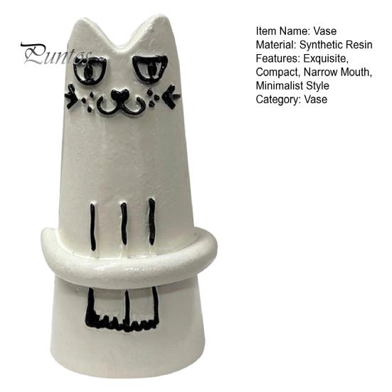 Small Fresh Cut Flower Vase Creative Cat Shaped Vase, Minimalist Cartoon Kitten Tabletop Planter for Dried Gifts Lovers Flowers, Mini Narrow
