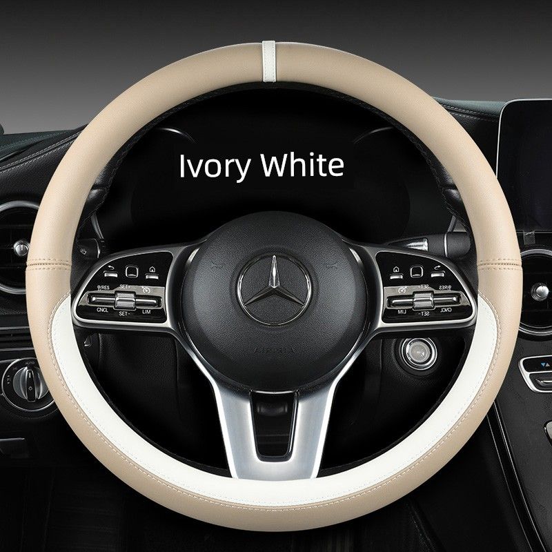 New Car Steering Wheel Cover All Year Round Neutral Fashion Color Contrast Non Slip Abrasion Resistant Napa Leather Car Steering Wheel Cover