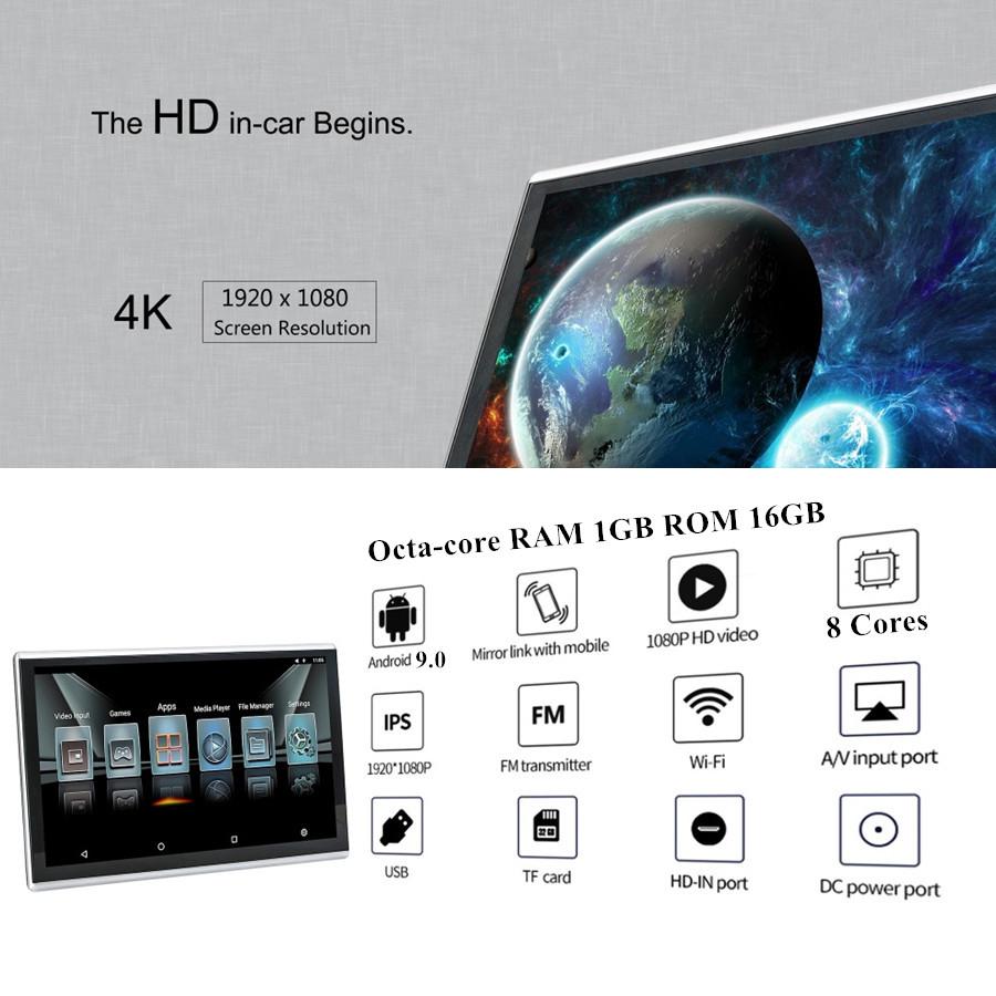 9'' Android 9 Car Headrest Rear Seat Monitor Octacore Player 2K Screen Universal