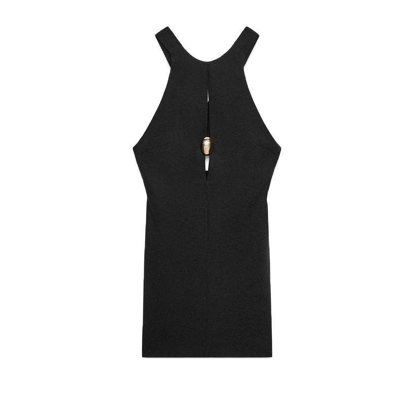 Summer New Product Women's Clothes Sexy Style Round Neck Gold Inlaid Minimalist Sleeveless Mini Dress 2298097