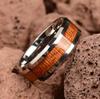 8mm Herren Schwarze Titan Eheringe Koa Holz Inlay Edelstahlringe für Männer Ehering Jahrestag Geburtstagsgeschenk