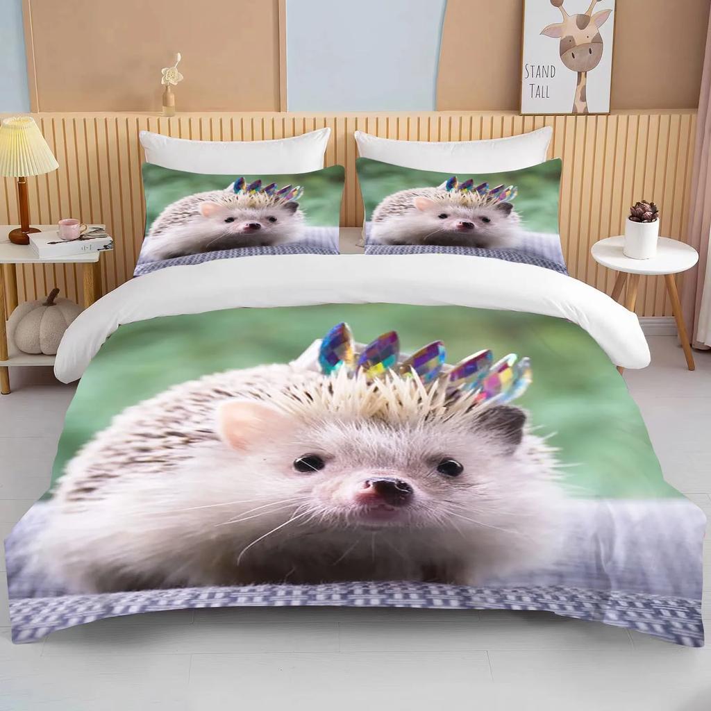 Animal Cute Hedgehog Bedding Set Queen Cute Clothes Comforter/Duvet Covers And Pillowcase For Adults Kids Quilt Cover