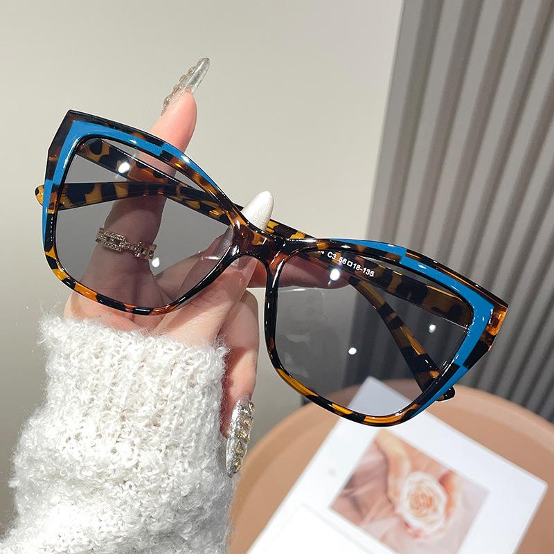 Fashionable Cat Eye Sunglasses Retro Contrasting Paint Glasses Men's and Women's Outdoor Sun Shading and UV Protection Goggles
