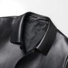 High-end genuine leather jacket for men, sheepskin jacket with lapel, casual autumn and winter style, fashionable leather jacket for middle-aged dads
