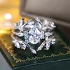 European and American Retro Floral and Leaf-patterned White Diamond Three-piece Ring Set Multi-layered Closed Crown Jewelry Set