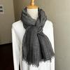 Retro Pure Cotton Scarf for Women Striped Solid Color Glittery Yarn Warm Soft Wrap and Scarves for Autumn and Winter Men's Scarf