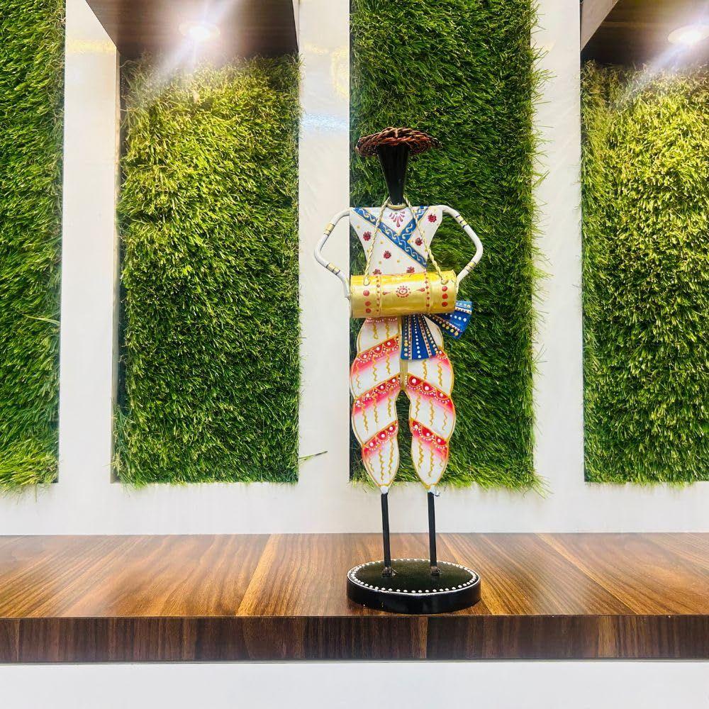 Set of 2 Metal Musician Standing Sardar Big Decorative Showpiece Table Decor Home Decor Musician Tabletop Showpiece Gift Item Multicolour