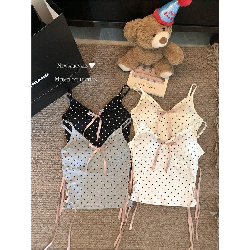 Pure Desire Style Sweet Sexy Gray Polka Dot Camisole Women's Clothing Short Summer Silm Outwear Inner Match Sleeveless Tops
