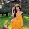Yellow Tassel Suspender Dress for Women's Summer High-end Feeling Super Good-looking Seaside Vacation Dress