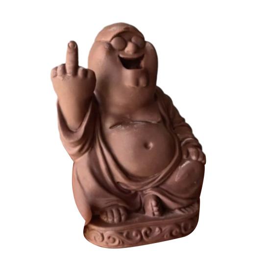 

Middle Finger Buddha Statue Funny Smiling Peter Resin Buddha Figurine Desktop Buddha Ornament Gag Gift for Friends Family B