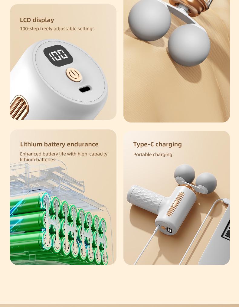 Dual-Head Fascia Gun: Compact Muscle Massager with LED Display for Neck and Spine Relaxation