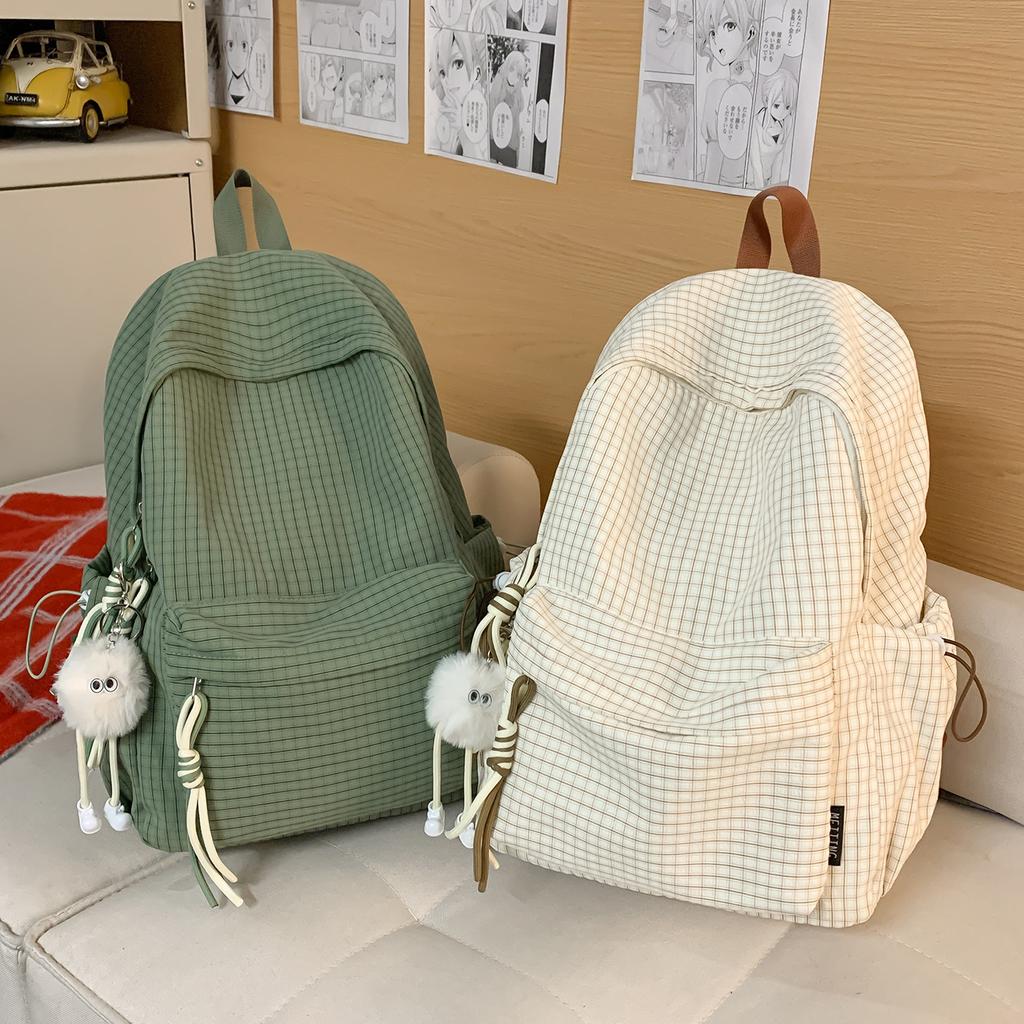 Schoolbag High Value Mori Small Fresh Plaid Girl Heart Travel Backpack Korean Version Student Party Class Backpack Schoolbag