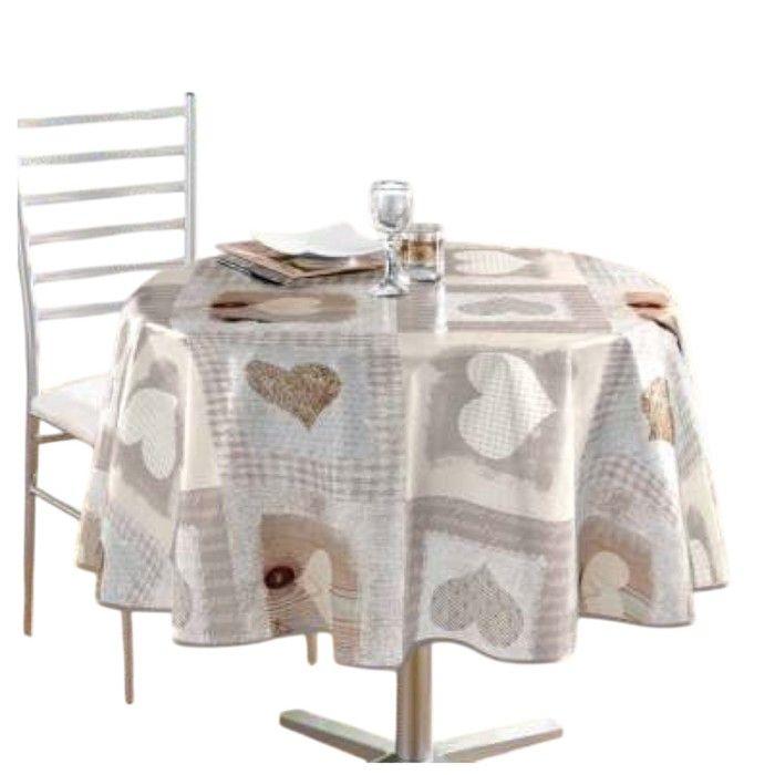 Nappe ronde - EDEN - Cosy Cœur - Ø160 cm - Cœurs imprimés - Imperméable