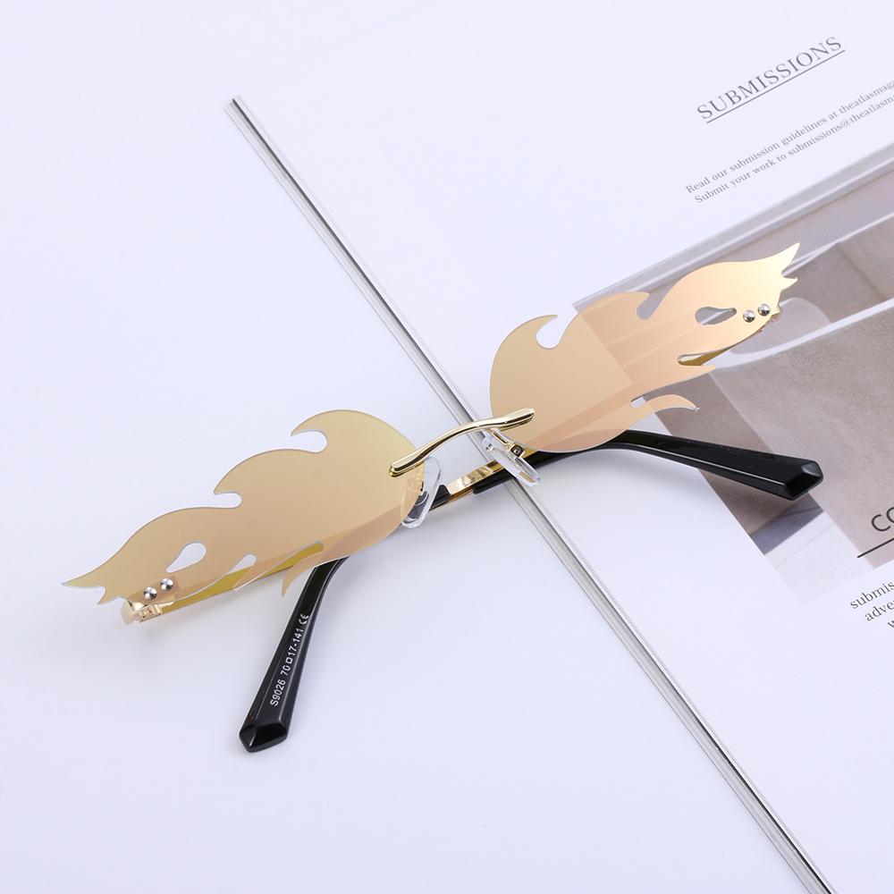 Women Men Eyewear Narrow Sunglasses Fashion Sunglasses Wave Sun Glasses Rimless Fire Flame