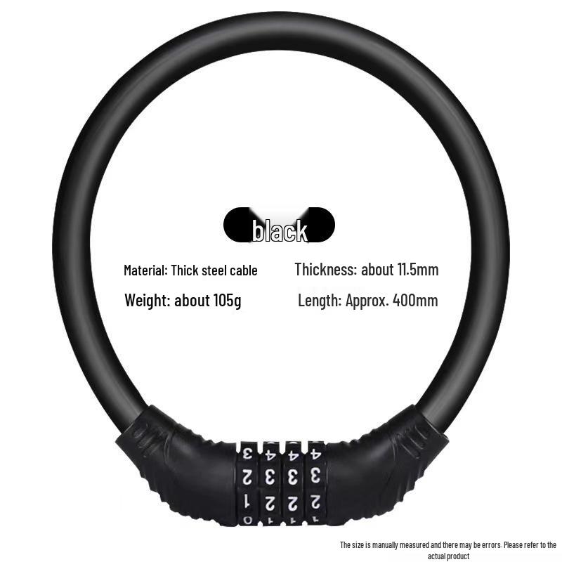 Colorful Portable 4-Digit Antitheft Mountain Bike Lock for Fixed Gear Bicycles 40cm/60cm