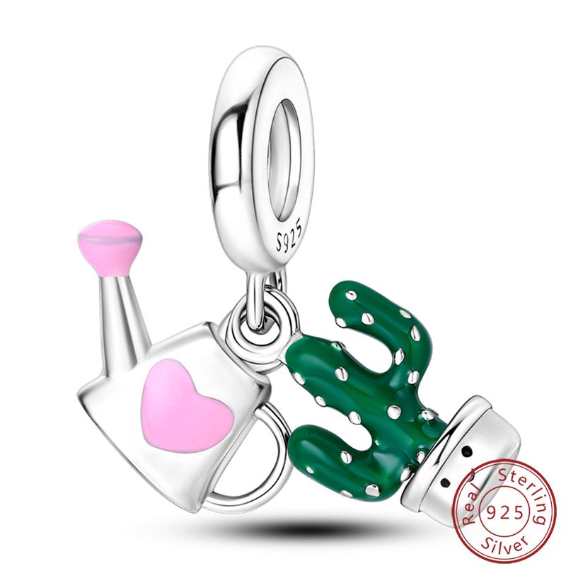 Green Series Copper Lucky Clover Avocado Cactus Spring Charms Beads 3Mm Diy Fine Jewelry Making