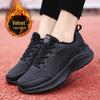 Fleece-Lined Women's Leather Running Shoes - 2025 Autumn/Winter Warm Two-Cotton Sports Sneakers