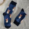 1 Pair Unisex Lovely Corgi Pattern Novelty Funny Comfy Mid Tube Socks Suit In All Seasons For Daily Street