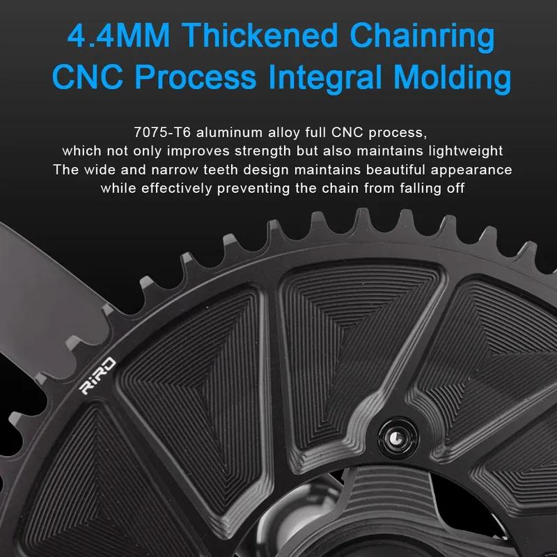RIRO 4-Bolts 110BCD Single Chainring, 46/48/50/52/54/56/58T Road Bike Chainwheel, Compatible with Shimano 105/FC-R7000/R8000