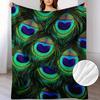 A Soft And Warm Fleece Blanket with a Peacock Feather Pattern, Perfect for Use On The Sofa, for Home Relaxation, As an Air Conditioning Blanket, for N