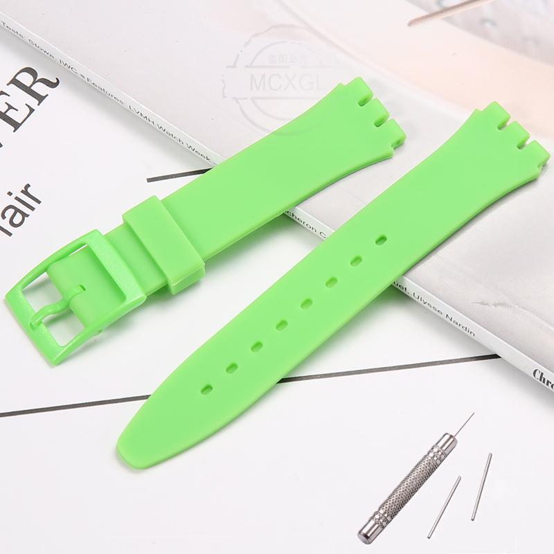 Silicone Watch Band For Swatch 17mm 19mm 20mm Pin Buckle Waterproof Bracelet Wristband Watch Accessories