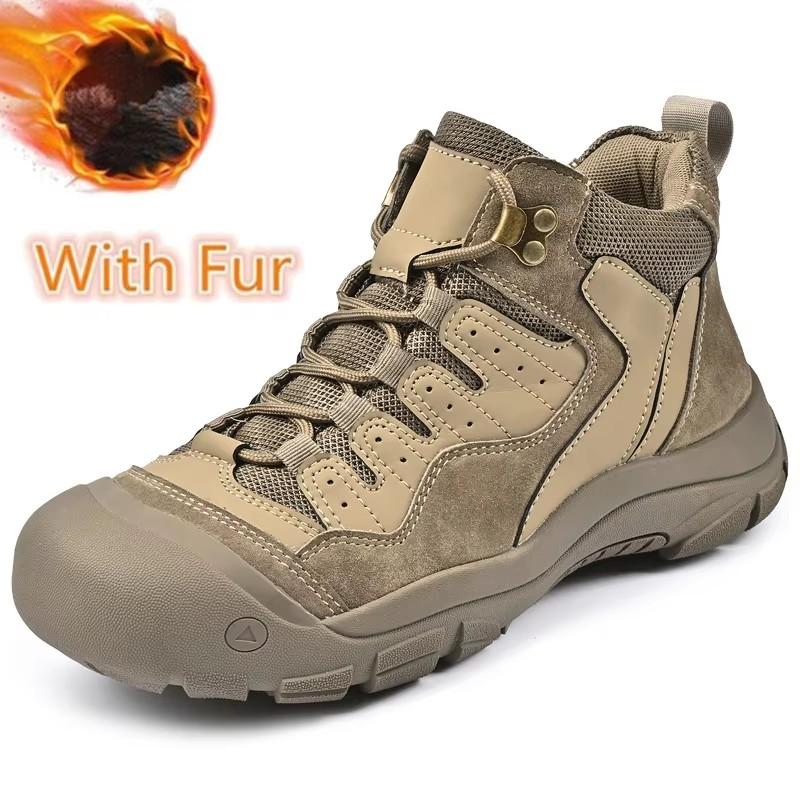 New High Top Ankle Boots High Quality Mens Genuine Leather Shoes Outdoor Sneakers Walking Boots Warm Snow Casual Hiking Shoes