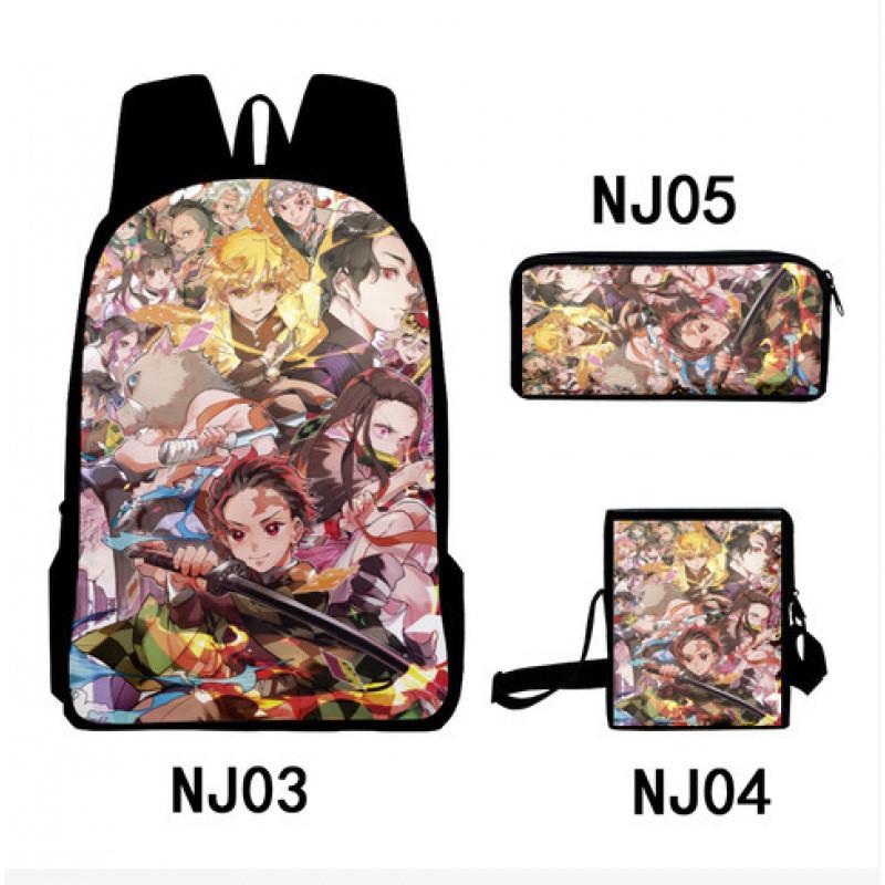 Demon Slayer Kimetsu No Yaiba Backpack Set With Breathable Polyester For School And Travel